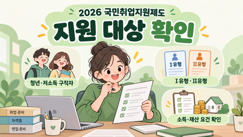 2026 국민취업지원제도 청년 저소득 구직자 지원 대상과 1유형 2유형 확인 안내