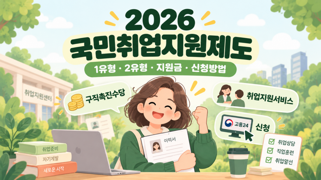 2026 국민취업지원제도 1유형 2유형 구직촉진수당 취업지원서비스 신청방법 안내