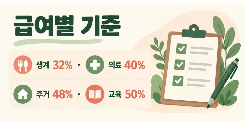 2026 기준 중위소득 복지급여별 선정비율과 확인방법
