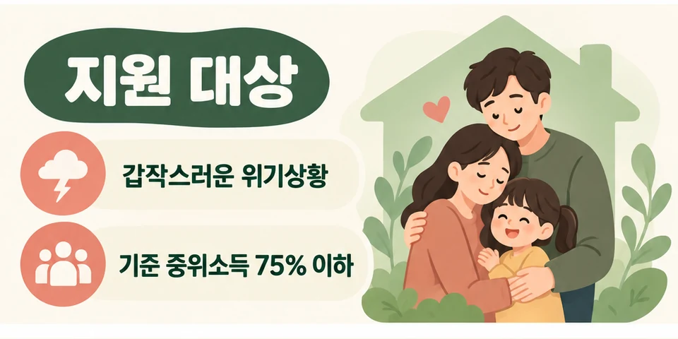 2026 긴급복지 생계지원 갑작스러운 위기상황과 중위소득 75% 기준