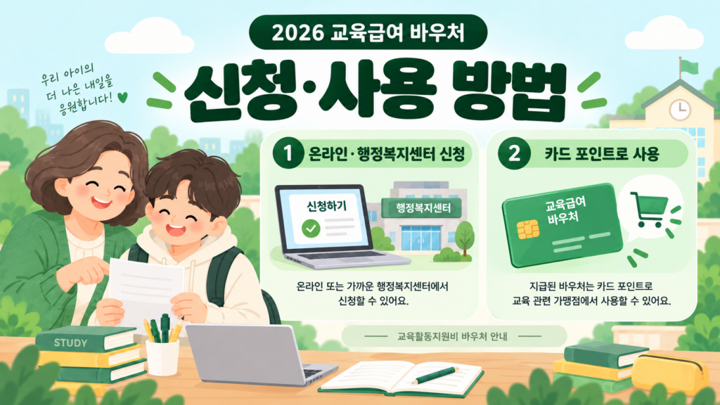2026 교육급여 바우처 온라인 신청과 카드 포인트 사용 방법 안내