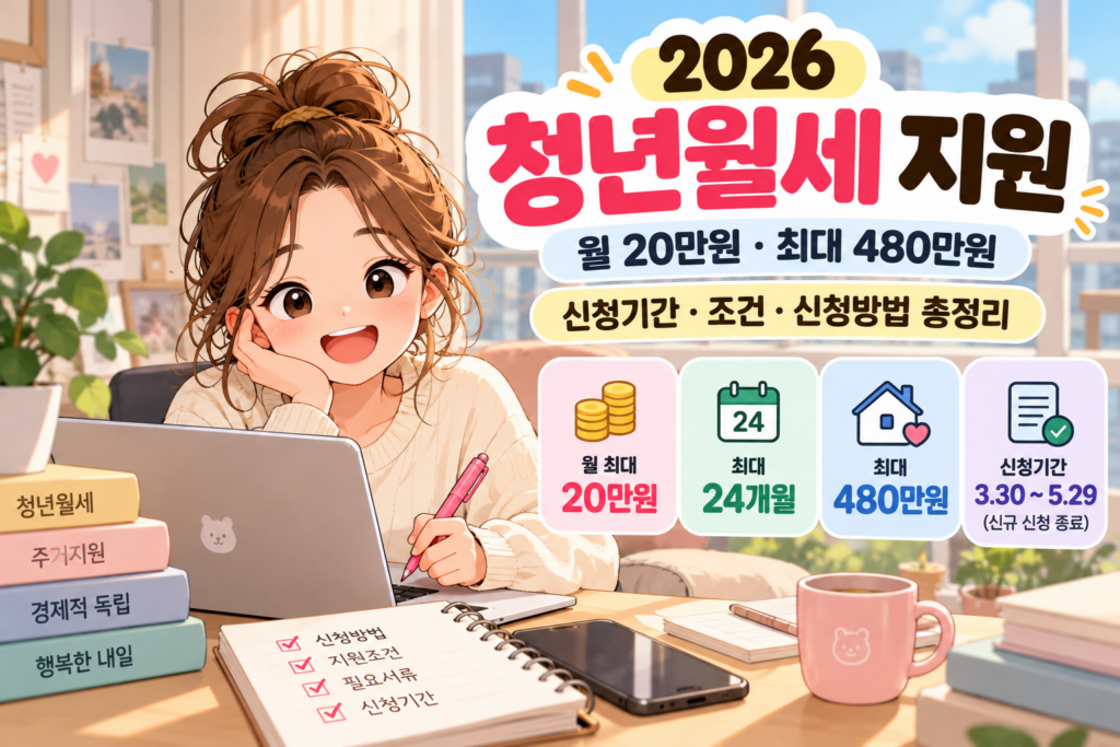 2026 청년월세 지원 월 최대 20만원 최대 480만원 신청조건 안내