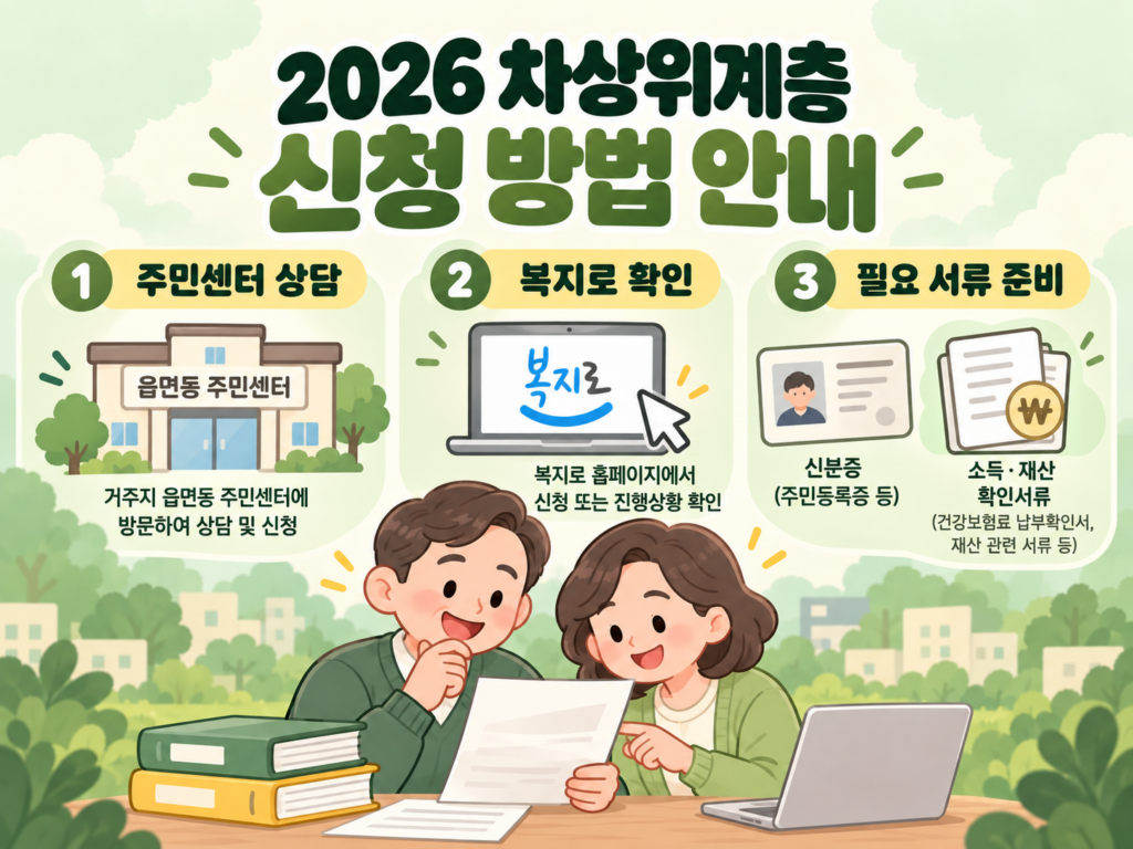2026 차상위계층 주민센터 복지로 신청방법과 필요서류 안내