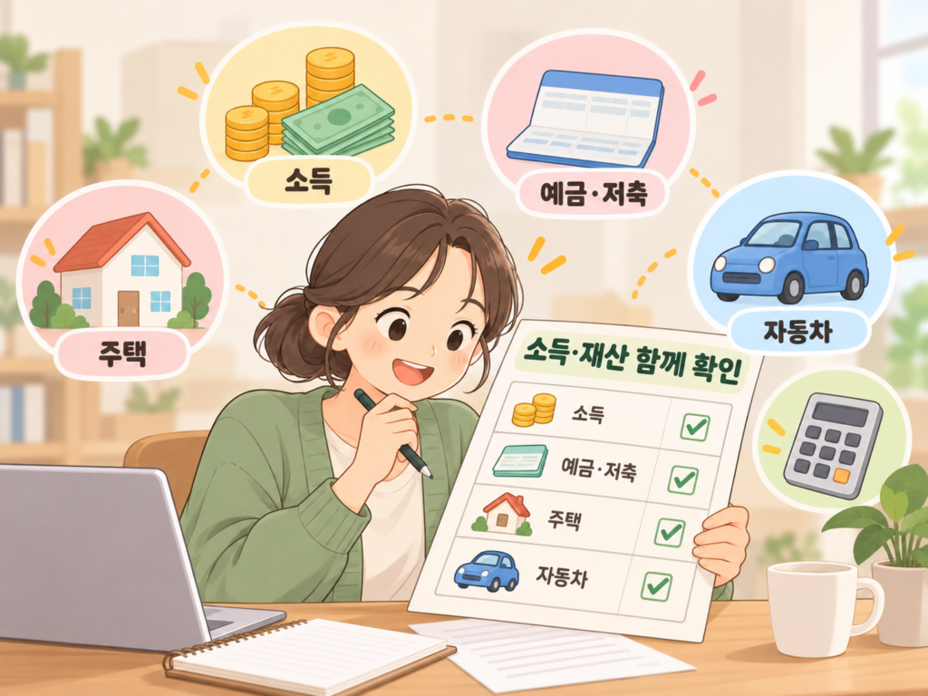 기초생활수급자 소득인정액 소득 예금 주택 자동차 재산 확인 안내