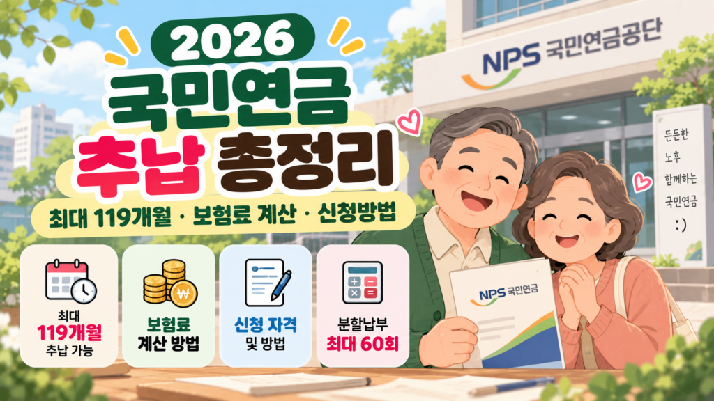 2026 국민연금 추납 최대 119개월 보험료 계산 신청방법 총정리