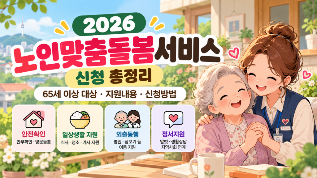 2026 노인맞춤돌봄서비스 65세 이상 대상 지원내용 신청방법 총정리