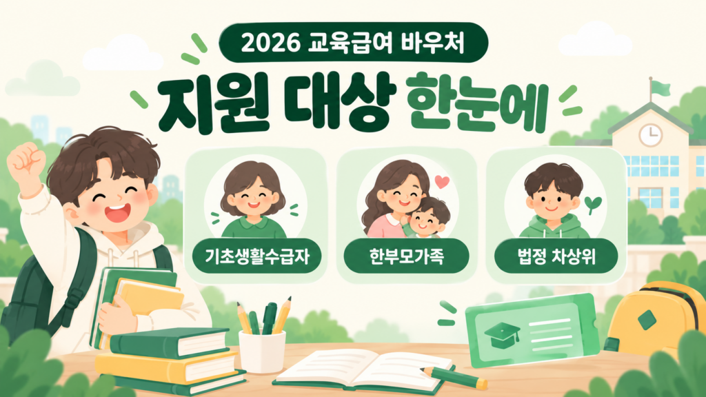 2026 교육급여 바우처 지원 대상 기초생활수급자 한부모가족 차상위계층 안내