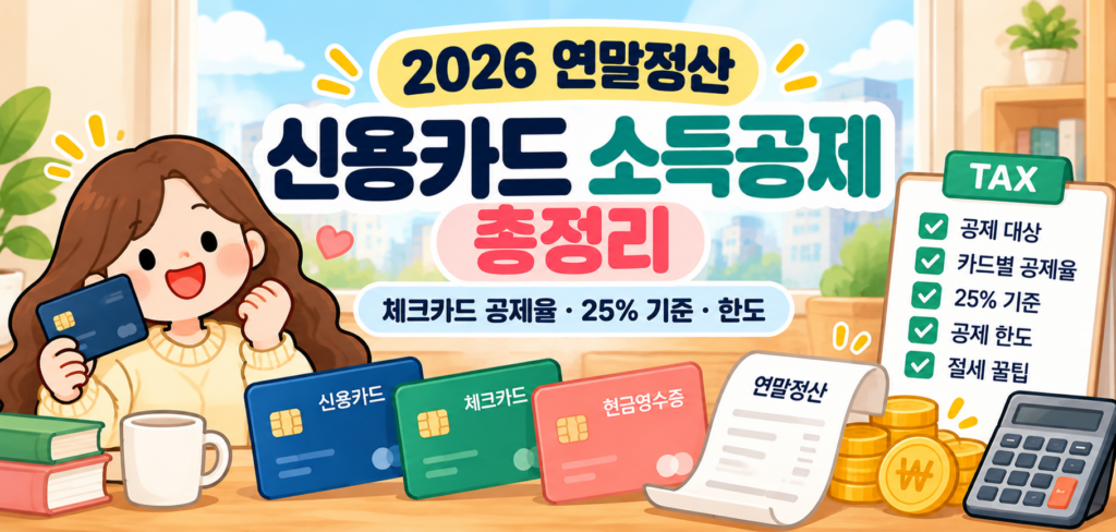 2026 연말정산 신용카드 소득공제 총정리 체크카드 공제율 25% 기준과 공제한도 안내
