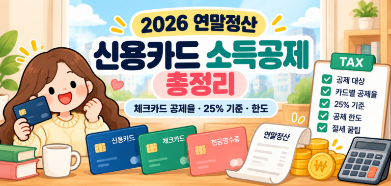 2026 연말정산 신용카드 소득공제 총정리 체크카드 공제율 25% 기준과 공제한도 안내
