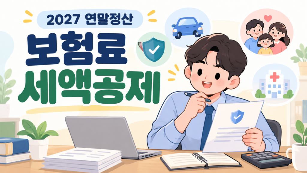 2027 연말정산 보험료 세액공제 안내, 보장성보험과 자동차보험 관련 일러스트