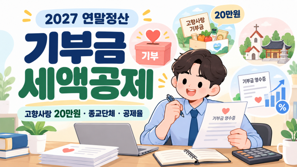 2027 연말정산 기부금 세액공제 총정리, 고향사랑기부금 20만원과 종교단체 기부금 안내