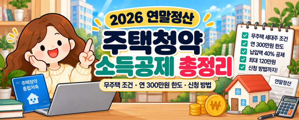 2026 연말정산 주택청약 소득공제 총정리 무주택 조건 연간 납입한도 300만원 공제율 40% 신청 방법 안내