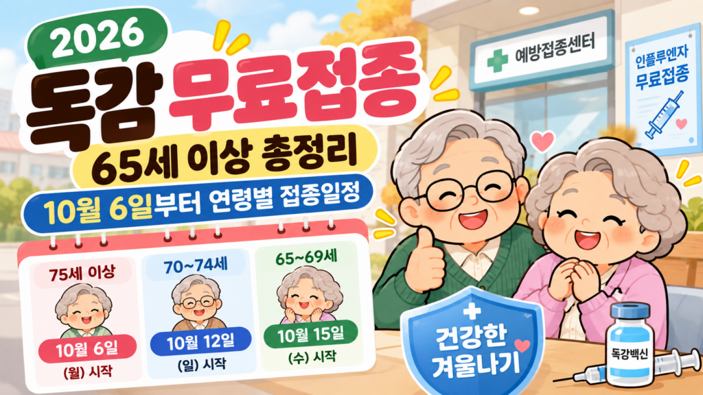 2026 독감 무료접종 65세 이상 연령별 접종일정 10월 6일부터 총정리