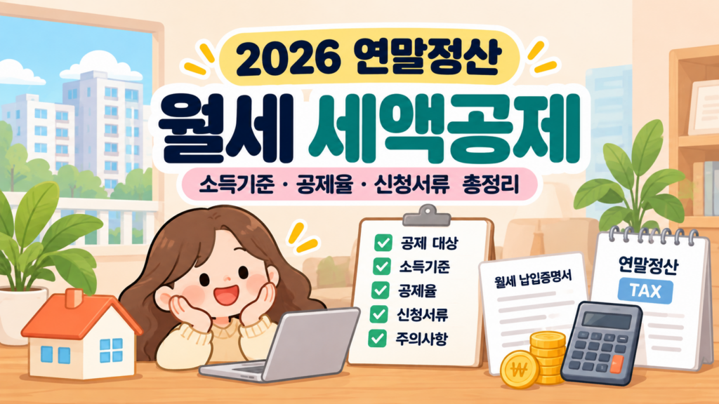2026 연말정산 월세 세액공제 소득기준과 공제율 신청서류 총정리 안내 이미지