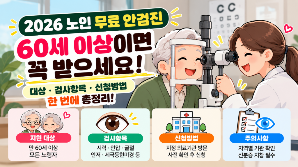 2026 노인 무료 안검진 60세 이상 대상 검사항목 신청방법 총정리