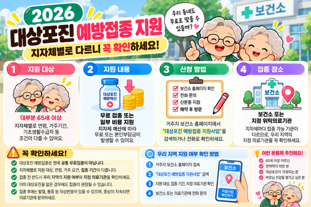 2026 대상포진 예방접종 지원 대상 비용 신청방법 지정 의료기관 확인