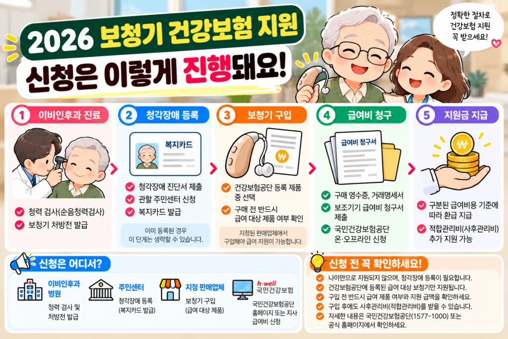 2026 보청기 건강보험 지원 신청 절차 이비인후과 진료 청각장애 등록 급여비 청구